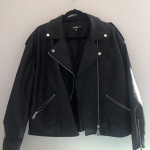 oversized biker jacket - faux leather